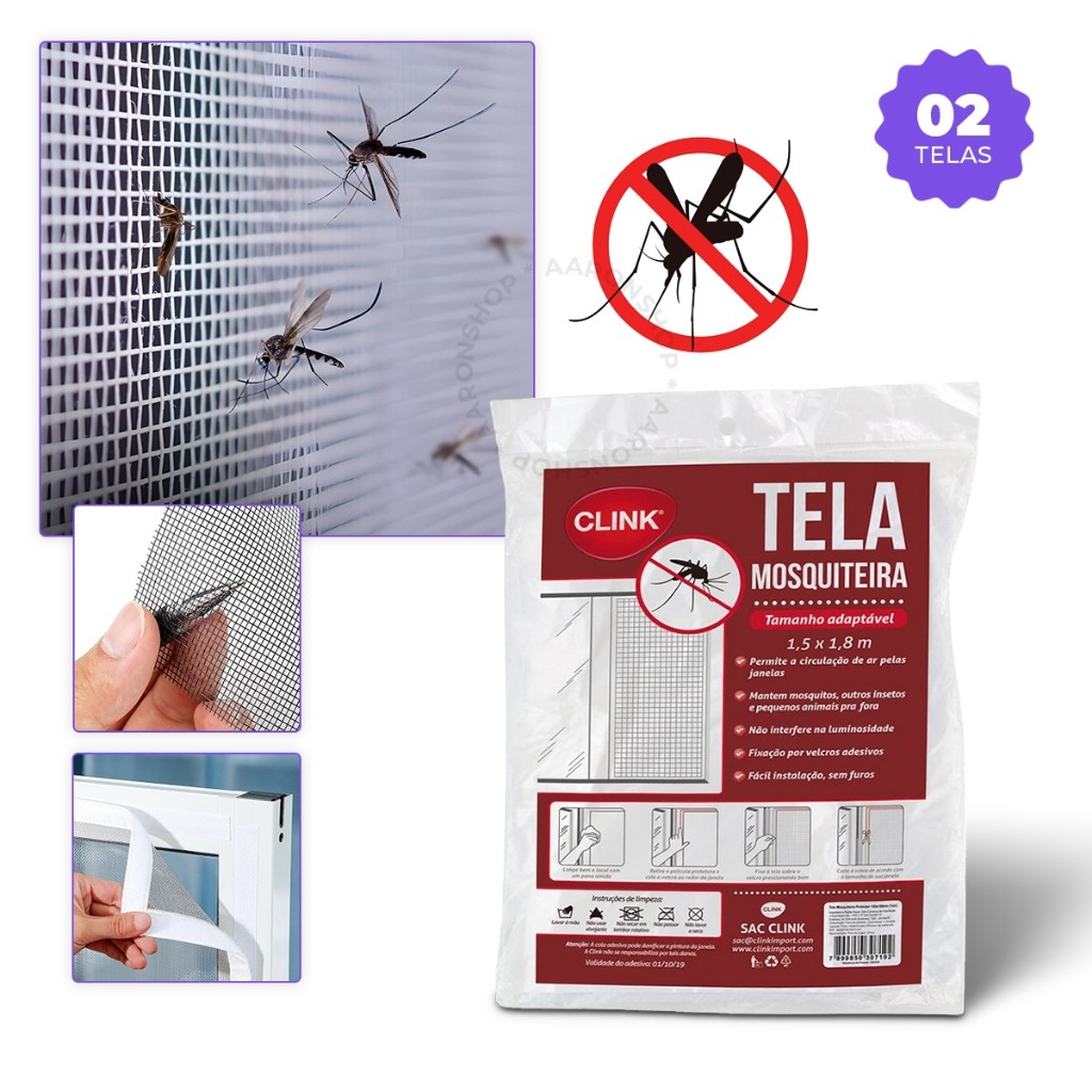 Kit 2 Tela para Janela Fácil Instalação Contra Mosca e Pernilongo ...