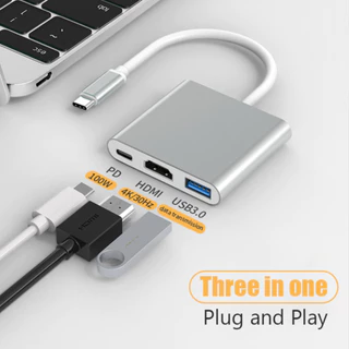HUB 3 EM 1 Adaptador Tipo C Hdmi Usb Dex Compatível com S8 S9 S10 Note 8 9 10 Macbook