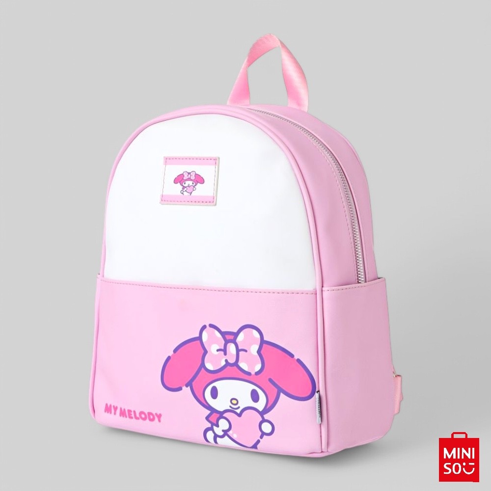 Mochila Miniso My Melody Sanrio – Rosa, com Bolso Frontal, Alça