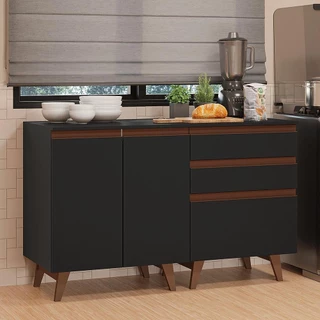 Kit com Dois Balcões de Cozinha 2 Portas 3 Gavetas (com tampo) Reims Madesa em Oferta na Shopee