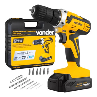 Parafusadeira E Furadeira Bateria 20v Vonder Pfv 238 Bivolt Maleta + Acessórios