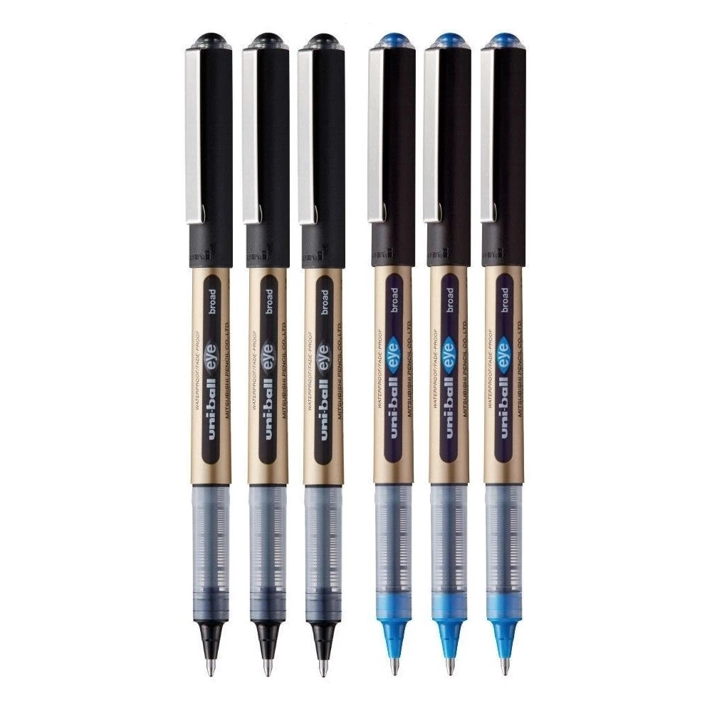 Kit 06 Canetas Uni Ball Eye 1.0mm Broad À Prova D'água Rollerball Pen UB-150-10