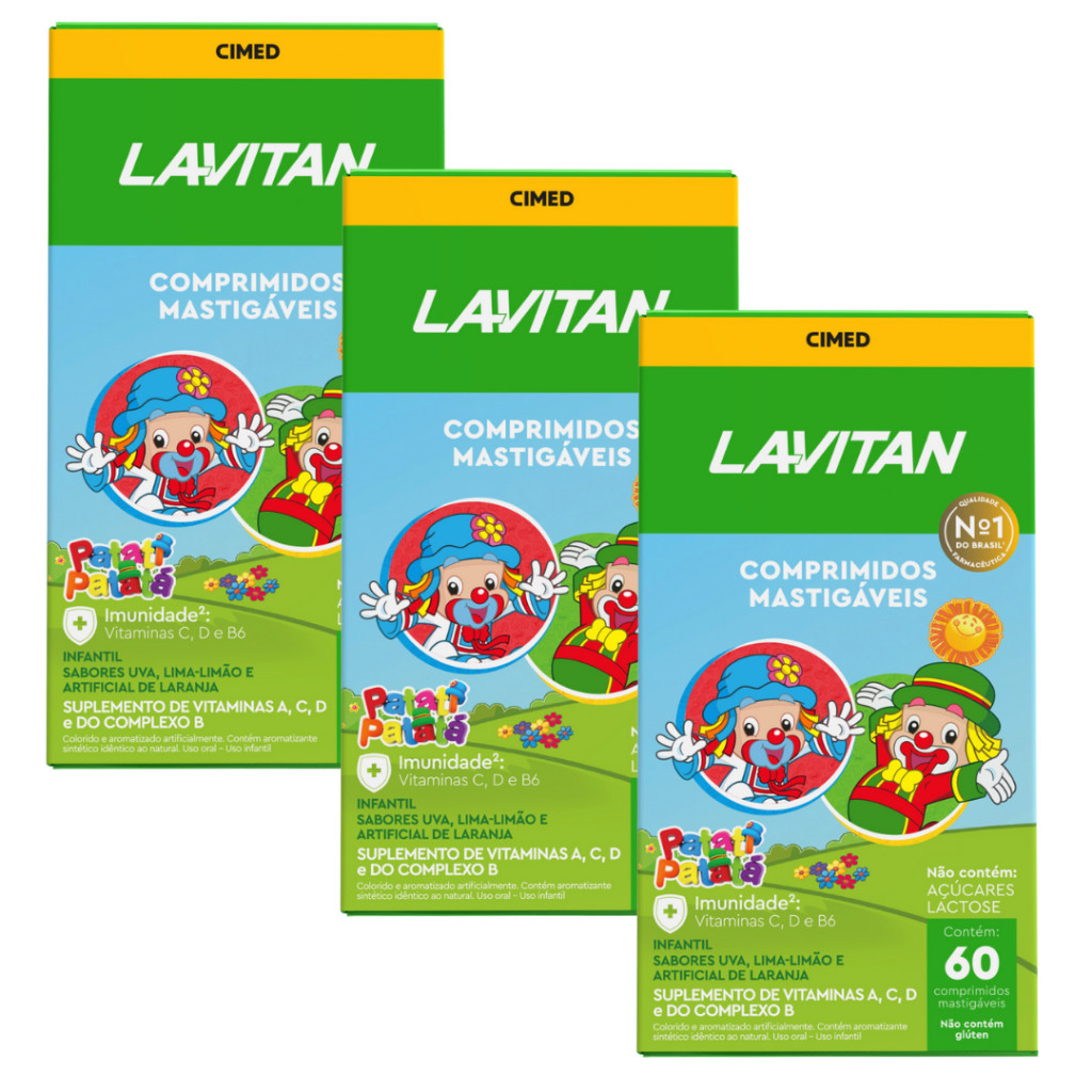 Kit com 3 Lavitan Kids Vitamina Infantil Patati Patata Mix De Sabores ...