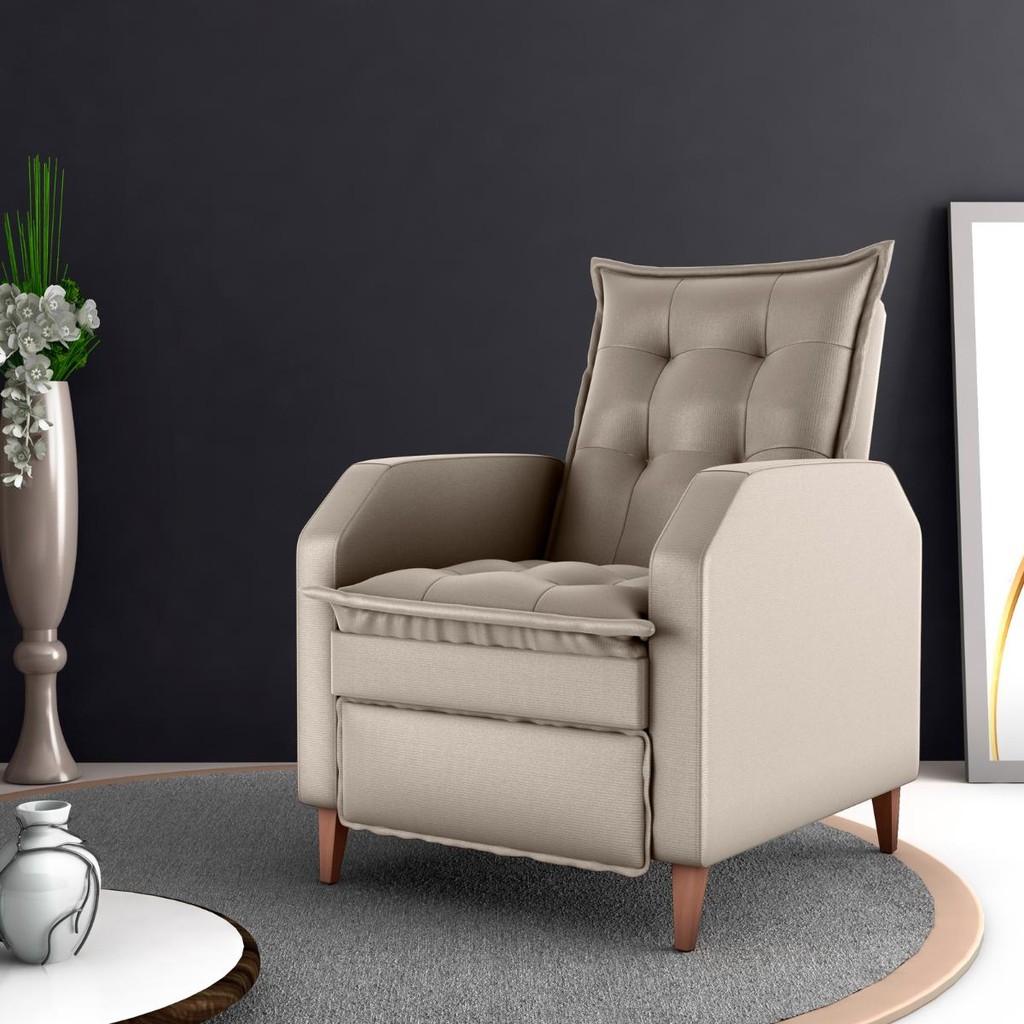 Poltrona Reclinável Alef Veludo Turkey Cappuccino | Shopee Brasil