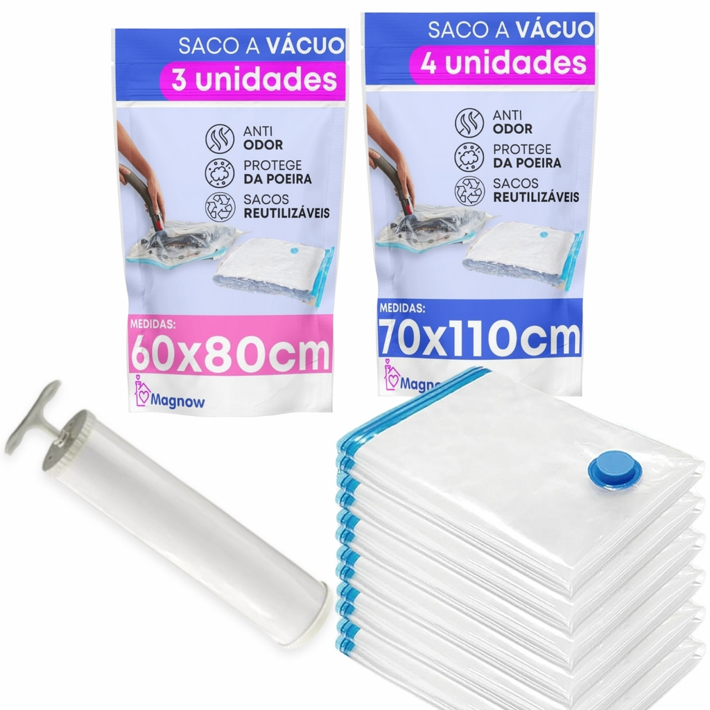 7 Saco a Vacuo Viagem Organizador De Roupa Com Bomba 3M 4G | Shopee Brasil