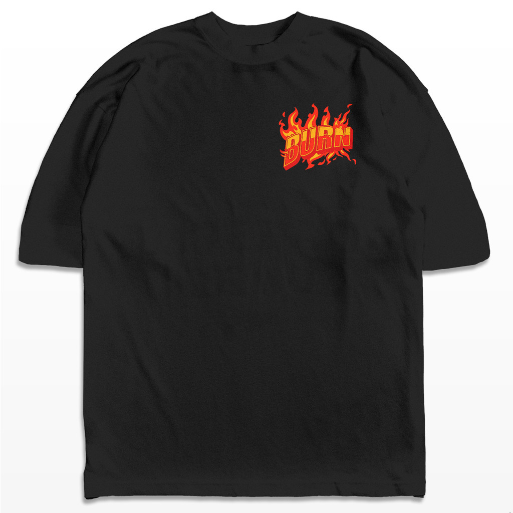 Camiseta Oversized Burn Escrito Fogo Fire Streetwear Harajuku