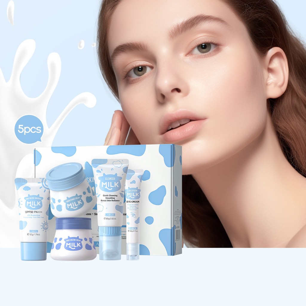 LAIKOU Milk Skincare Set Conjunto De 5 Peças Para Cuidados Faciais