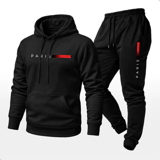 Conjunto Moletom Unissex Estampado Paris Calça e Blusa Com Capuz Bolso Canguru Conjunto Moletom Unissex Estampado Paris Calça e Blusa Com Capuz Bolso Canguru