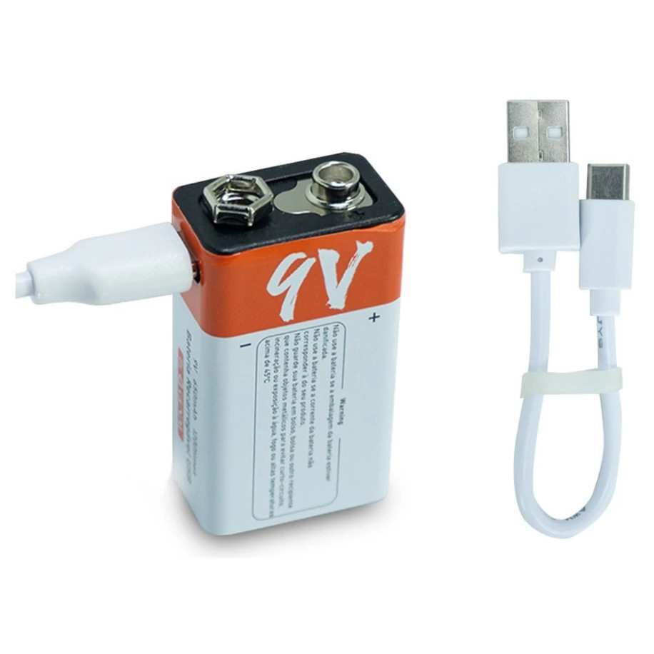 Bateria Recarregável 9v 650mah Iigenai Tipo C 5v USB - TypeC