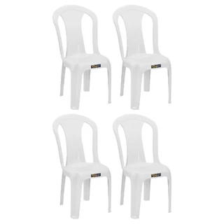 4 Cadeira Bistrô SolPlast Branca 152Kg Plástica Resistente 152Kg