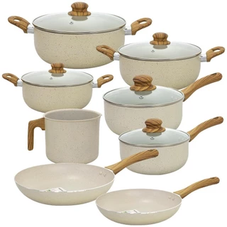 Conjunto de Panelas Antiaderente Revestimento Cerâmica Vanilla Sahara 8 Peças - Casambiente em Oferta na Shopee