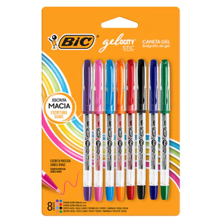 Caneta gel Gelocity Stic 0.5mm com 8 unidades Bic em Oferta na Shopee