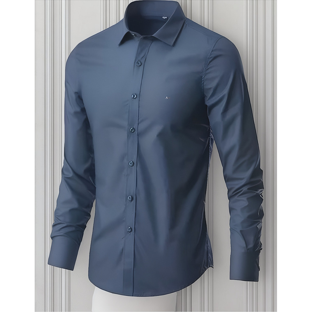 Camisa Social Slim ARAM IS Brilhosa Com Elastano Manga Longa / Camisa casual para casamento, festas, batismo