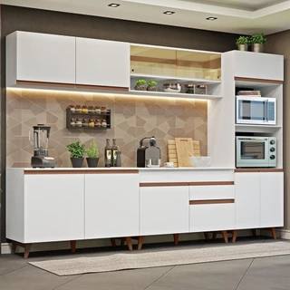 Armário de Cozinha Completa 310cm Reims Madesa 02 em Oferta na Shopee