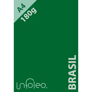 Papel Color Plus A4 180g Brasil (Verde Bandeira) - 10, 20, 30, 40 ou 50 Folhas
