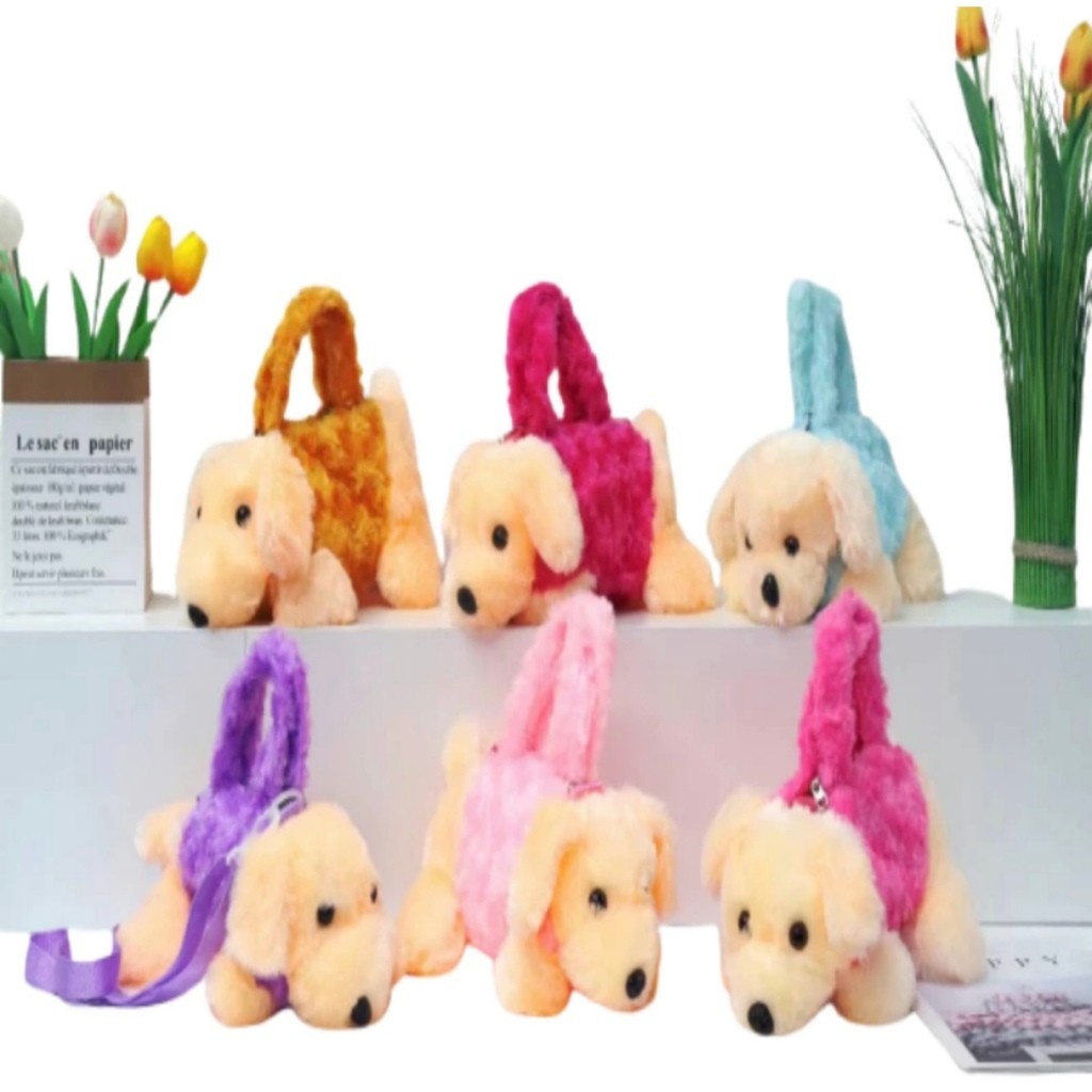 Cachorro Bonito Menina Menino Lisa de Pelúcia De Ombro Chanfrado Feminino Bolsa animal Presente para criança