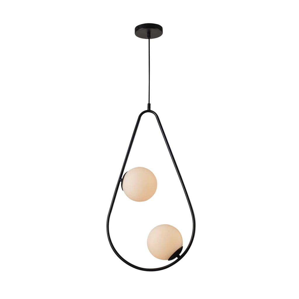 Luminaria Pendente Led Perola Gota Duo 2xG45 Preto Deluxe