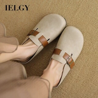 IELGY Khaki toe Birkenstock Sapatos Femininos slip-on semi-Chinelos Planos vintage