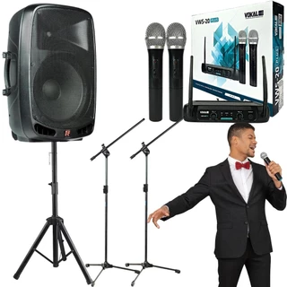 Kit Caixa De Som Amplificada Ps1501 Bluetooth + Microfone Sem Fio Vokal Vws20 + Pedestal Microfone Tps em Oferta na Shopee