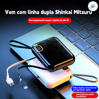 Carregador Rápido De Bateria Compacto 12000mAh Com Carregamento Cabo Duplo Integrado Para super