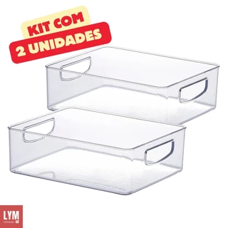 Kit 2 Organizadores de Acrílico para Armário, Cozinha e Geladeira Multiuso e Transparente