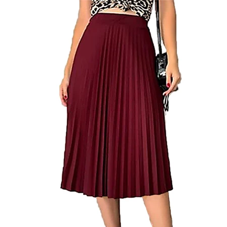 Saia Plissada Midi Feminina Com Forro Lisa Moda Evangelica