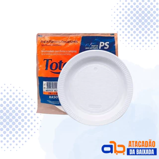 PRATO RASO - 15CM - TOTALPLAST - 100 UNIDADES
