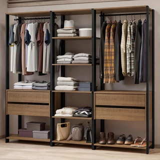 Guarda-Roupa Closet Modulado Valencia 4 Gavetas 199cm Rustic/Preto Madesa 02 em Oferta na Shopee