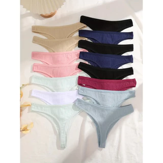Kit Calcinhas Fio Dental Feminina Algodão Canelado em Oferta na Shopee