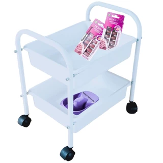 Carrinho Porta Esmalte Auxiliar Manicure 2 Bandejas em Oferta na Shopee