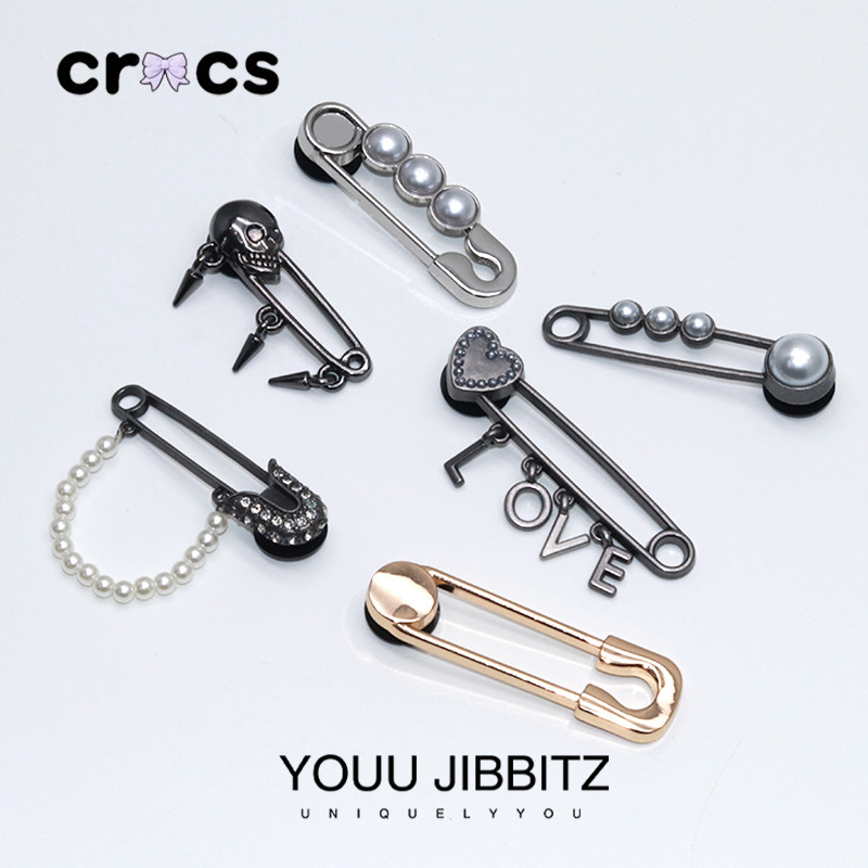 Crocs Jibbitz Metal Punk Crânio Pino Sapato Fivela Corrente Flor Charme ...
