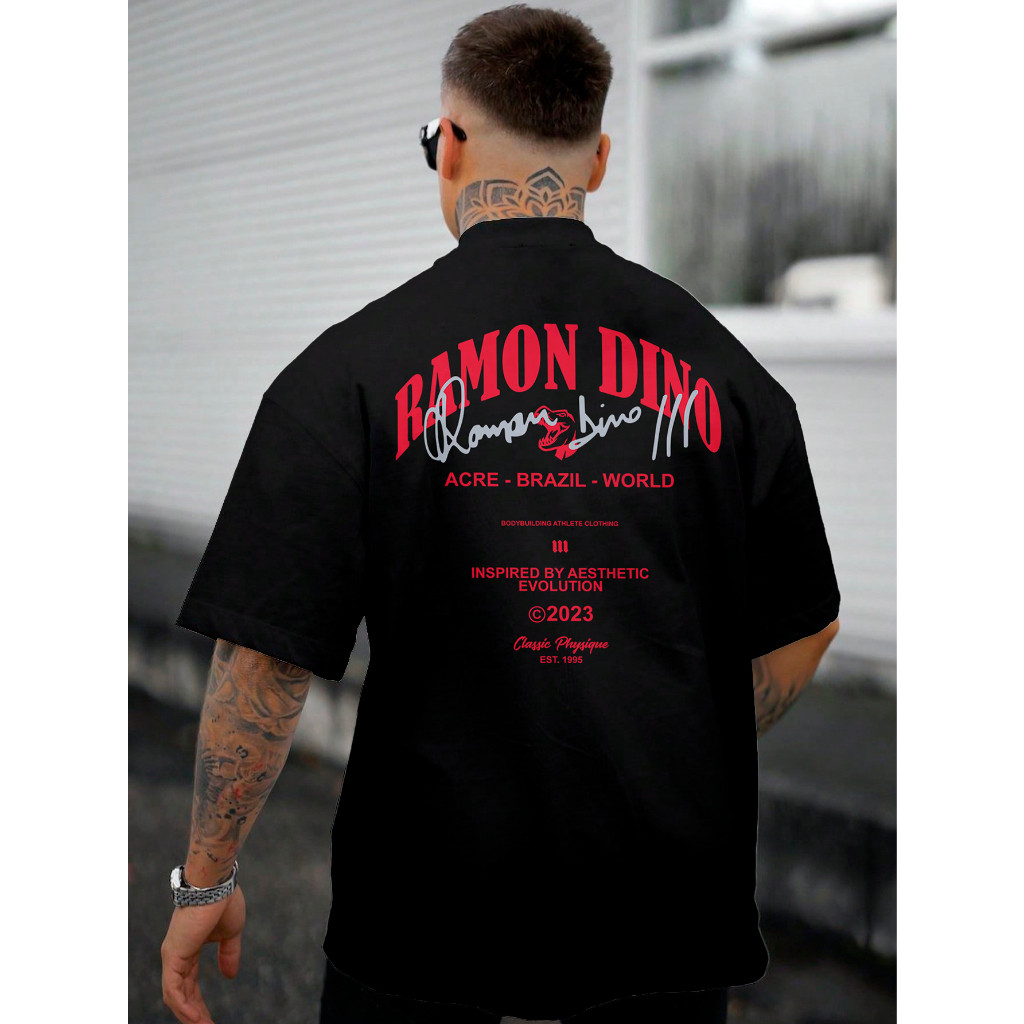 Camiseta Camisa Oversized Grande Moda Musculação Ramon Casual Treino Academia Dino