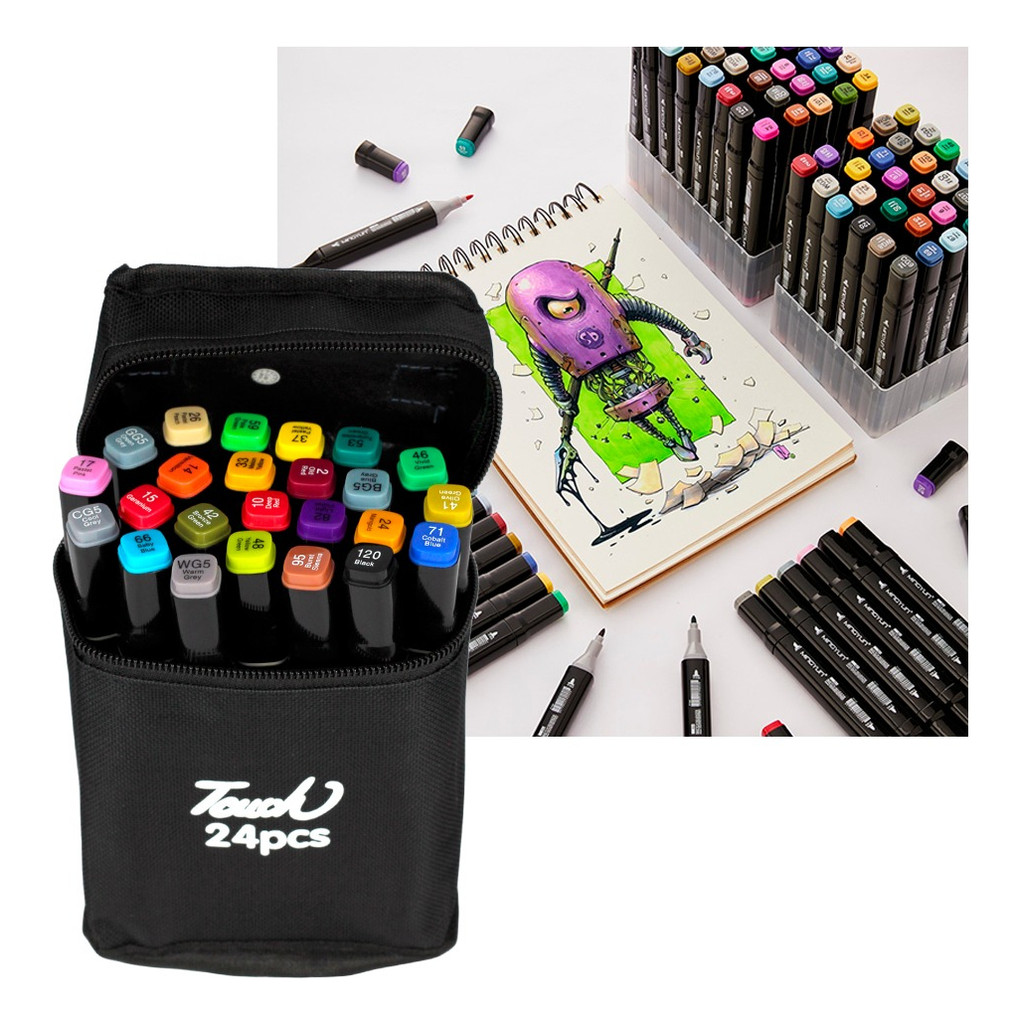 Maleta De Canetinhas Coloridas 24 Cores Touch Sweet 24 | Shopee Brasil