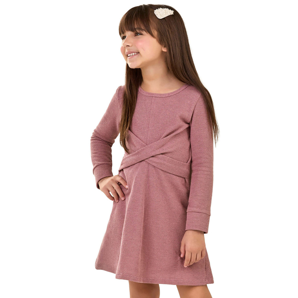 Vestido Infantil Menina Manga Longa Texturizado Elian Rosa | Shopee Brasil