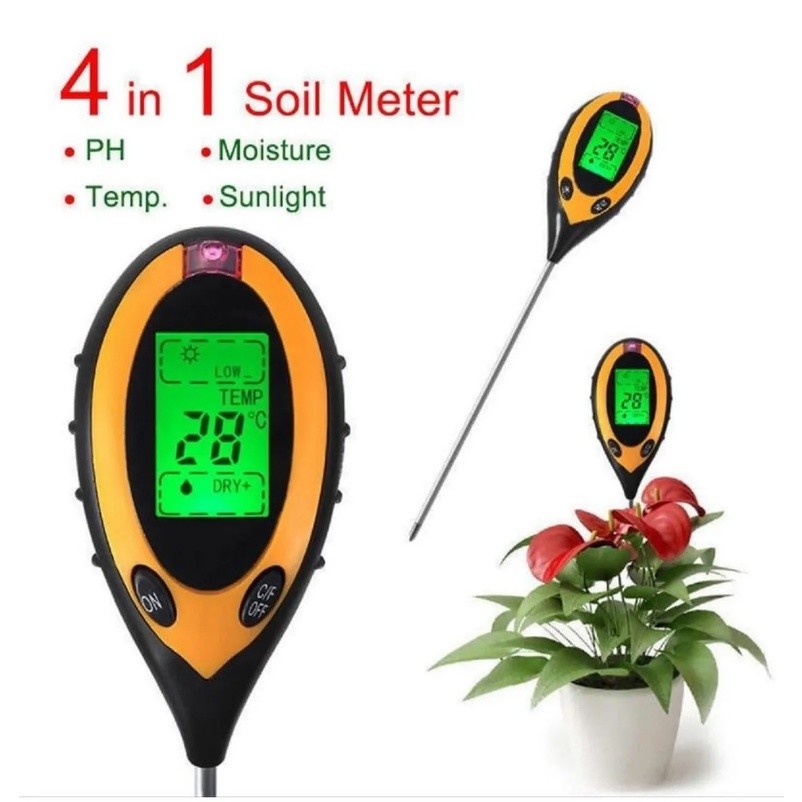 Medidor Ph Terra Solo Plantas 4 Em 1 Umidade Termômetro