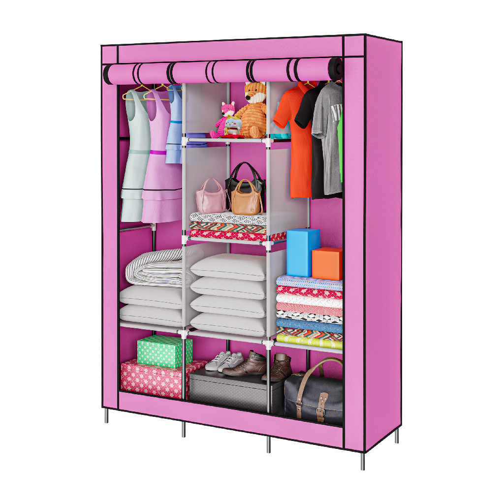 GUARDA ROUPAS ROSA GRANDE DESMONTÁVEL PORTÁTIL 160X120CM | Shopee Brasil