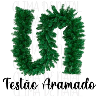 Festão Aramado de 200 Galhos com 2,70 Metros para Decoração de Natal Eventos