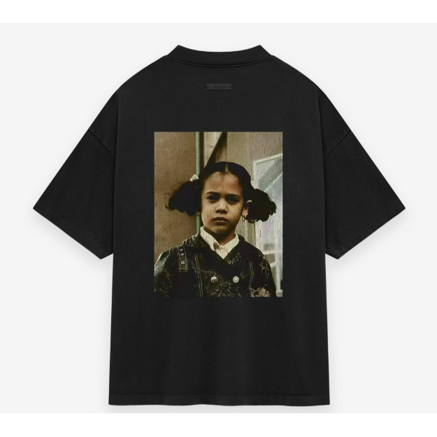 Unissex pronto estoque novo estilo 100% algodão FEAR OF GOD impresso retrato em torno do pescoço manga curta camiseta