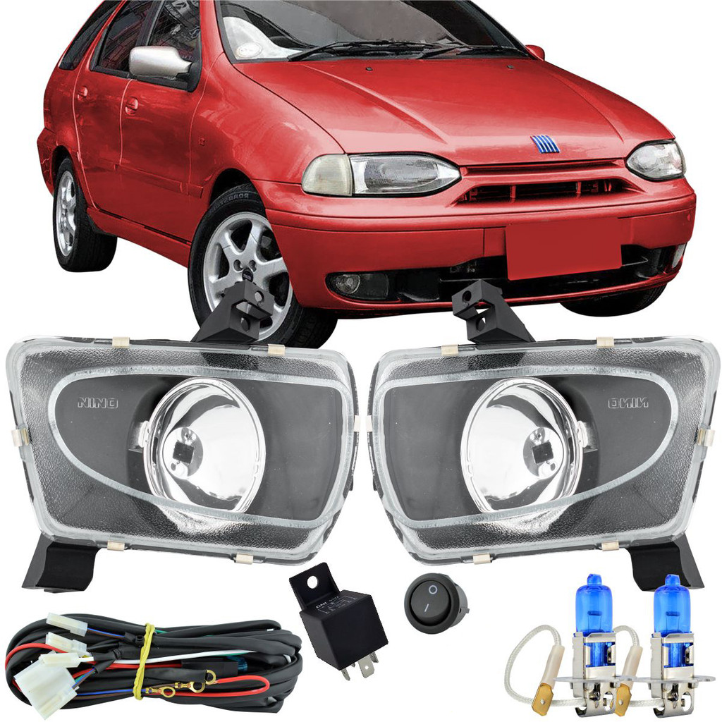 Kit Farol Milha Palio G1 1996 97 à 2000 Vidro + Lamp. Super Branca ...