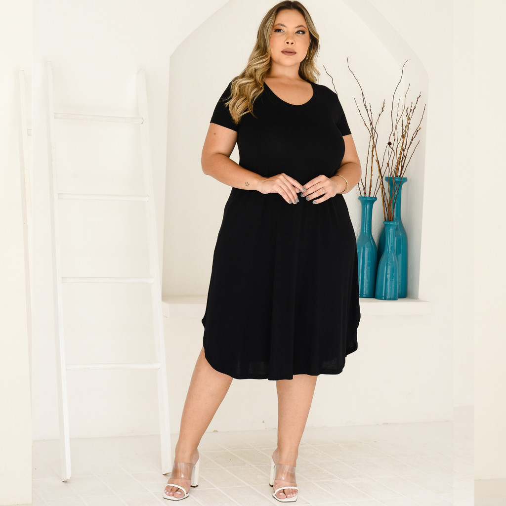 Vestido Midi Plus Size Elegante | Shopee Brasil