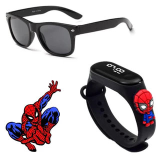 Kit Infantil Óculos Relógio Super Heróis Homem Aranha Homem de Ferro Hulk Stitch Menino Menina Criança PROMOÇÃO