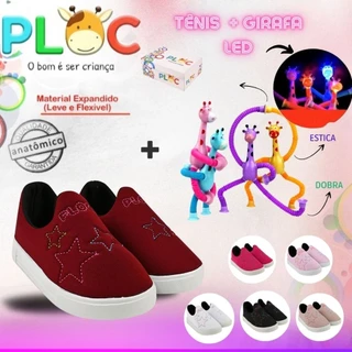 Kit Divertido Ploc : Tênis Estrelinha Calce Fácil Flat Passeio Escola + Girafa Led Sortida MENINA em Oferta na Shopee