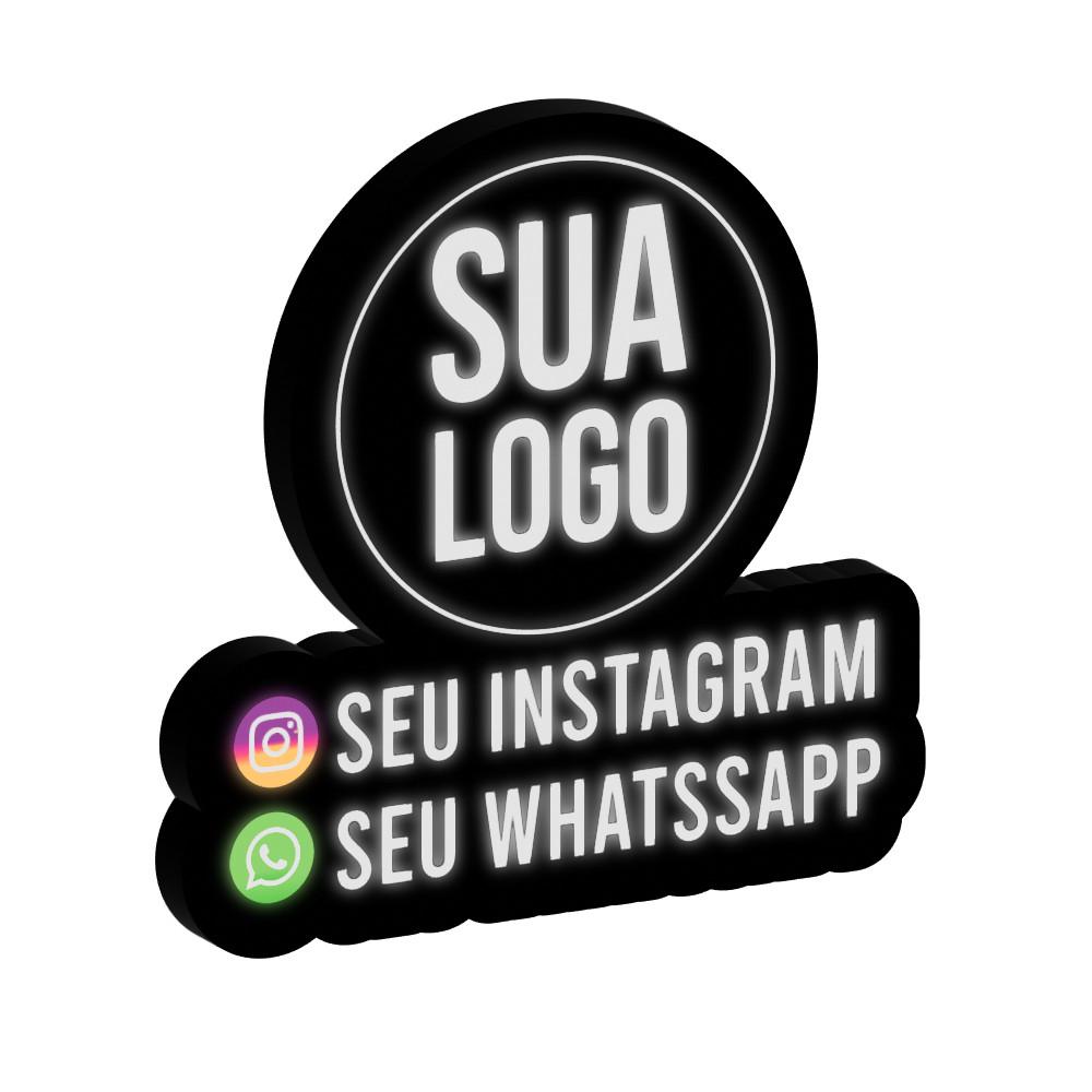 Luminoso Personalizado - Sua Logo e Seu Instagram E Whatsapp