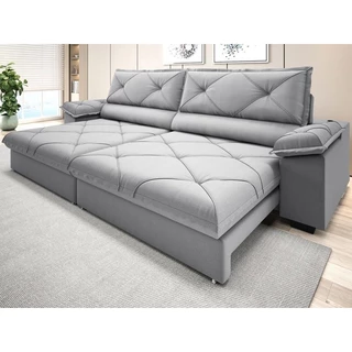 Sofá com Carregador USB e Molas no Assento Retrátil Reclinável Maestro 2,50m Linho Soft - NETSOFAS