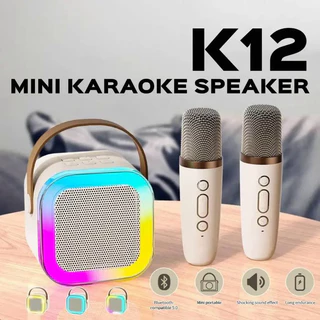 K12 Caixa de som sem fio com microfone Karaokê, Mini Alto-falante Bluetooth portátil de Karaoke com 1/2 Microfone em Oferta na Shopee