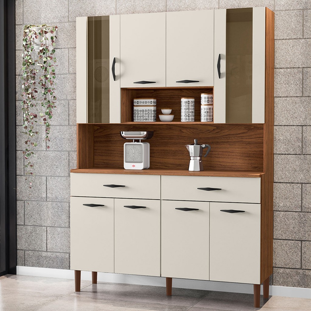 Armário de Cozinha Golden 8 Portas 2 Gavetas com Vidro