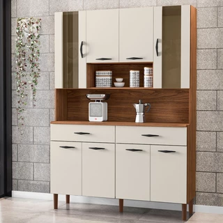 Armário de Cozinha Golden 8 Portas 2 Gavetas com Vidro