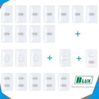 Kit Tomadas Interruptores 21 Peças 4x2 Casa Completa Finesse+ Blux Bivolt Branco