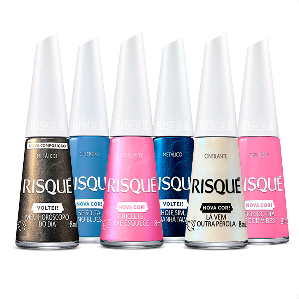 Kit Esmaltes Risque Coleção Voltei e Nova cor 6 cores | Shopee Brasil