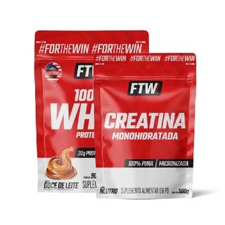 Kit 100% Whey Doce de Leite refil 900gr e Creatina refil 500gr Ftw